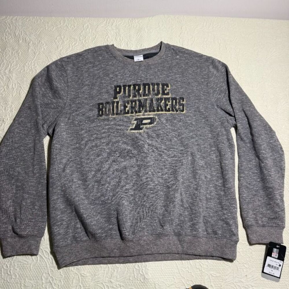 Colosseum Purdue Boilermakers Distressed Text Crewneck Sweatshirt NWT Size XL